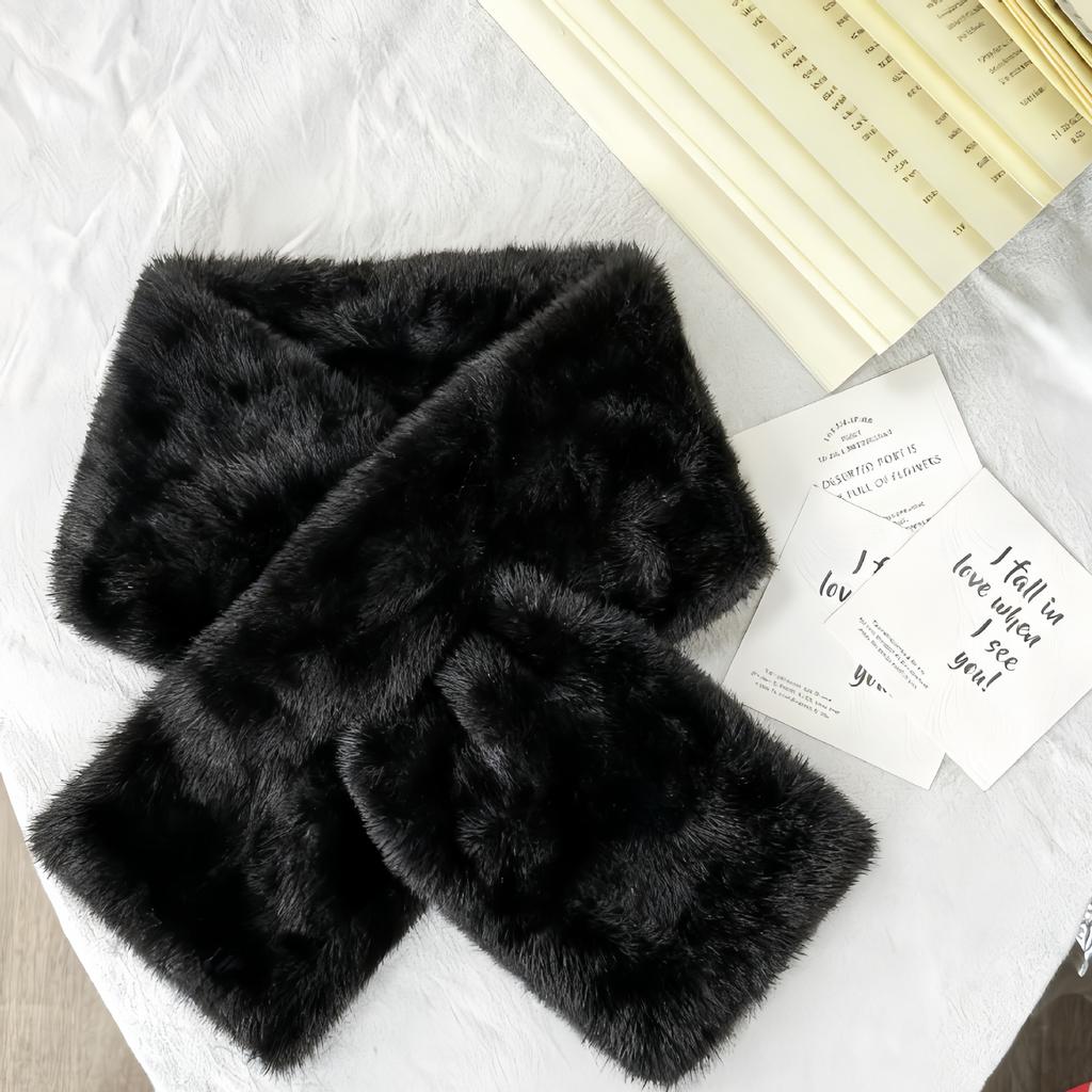 Korean Winter Faux Rabbit Fur Scarf Women Girls Scarf Soft Plush Scarves Solid Color Neck Collar Warmer Stuff Christma Gift