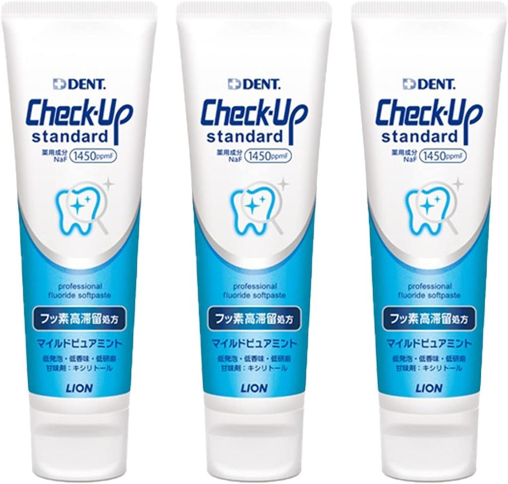 Set of 3 Lion DENT Standard Mild Pure Mint Toothpaste Check-Up (135g) [Quasi-drug]