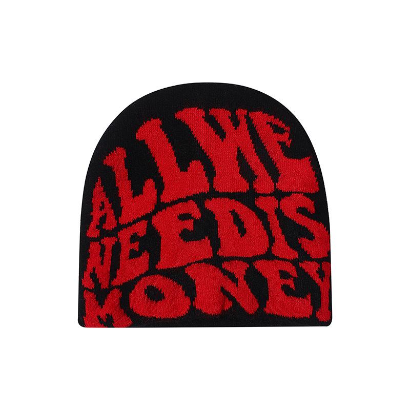 Punk Letter Jacquard Knit Woolen Beanie - Winter Fashion Hip-hop Hat