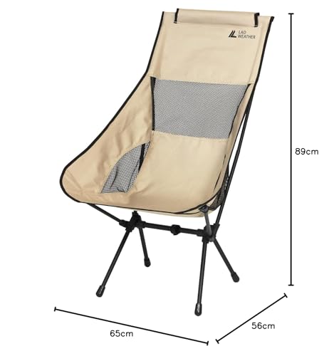 Radweather High-Back Folding Outdoor Chair, Camping Chair, Beige