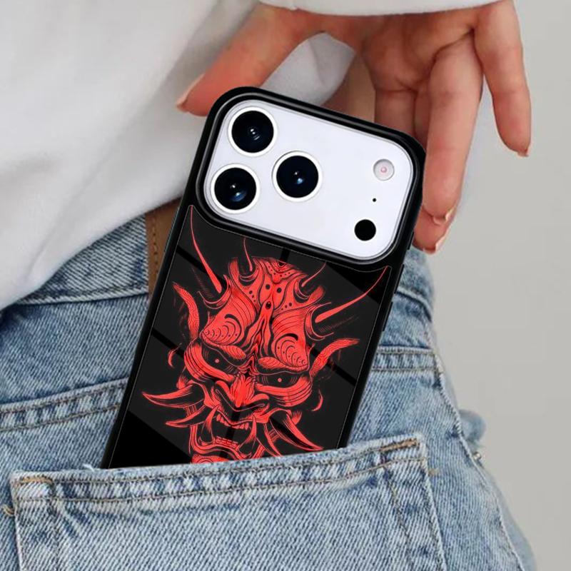 Samurai Oni Mask Phone Case for iPhone 17ProMax 12 13 14 15 16e 17 Pro Max Plus Air Cover