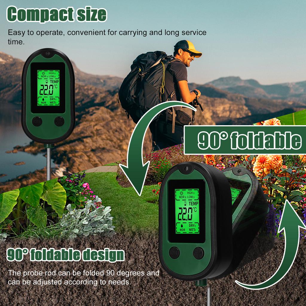 Multifunctional High Accurancy Soil PH Tester Soil MoisturePHTemperature Sunlight Intensity