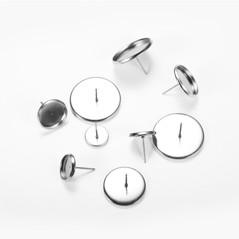 

Stainless Steel Round Disc Earring Base: DIY Gem Setting 6-25mm Accessories 6mm [20 pieces/5g]