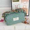 Vintage Vichykaro Kosmetiktasche Make-up-Tasche Organizer Große Kapazität Beauty-Taschen Süße Rüschenkanten Spitze Clutch Make-up-Organizer