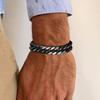 Vnox 8mm/12mm Bold Heavy Stainless Steel Cuban Bracelets for Men Boys,Oxidized Metal Wristband,Punk Rock Chain Bracelet Jewelry