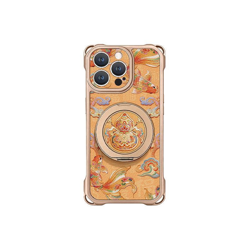 Koi Gourd Is Suitable for Apple 17promax Mobile Phone Case 15 Four-corner Lanyard Iphone16 Bracket 14 Guochao 13