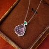 S925 Sterling Silver Natural Amethyst Buddha Gong Necklace Women Exquisite Multi-Function High-End Light Luxury Fashion Gift Jewelry