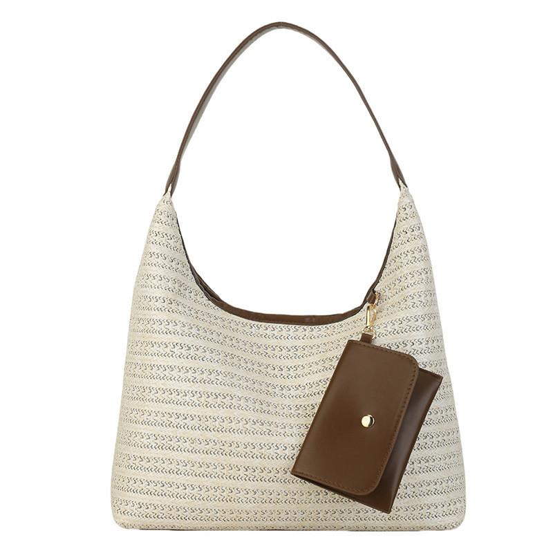 Summer Fashion Woven Tote Bag With Inner Phone Pocket For Beach Days