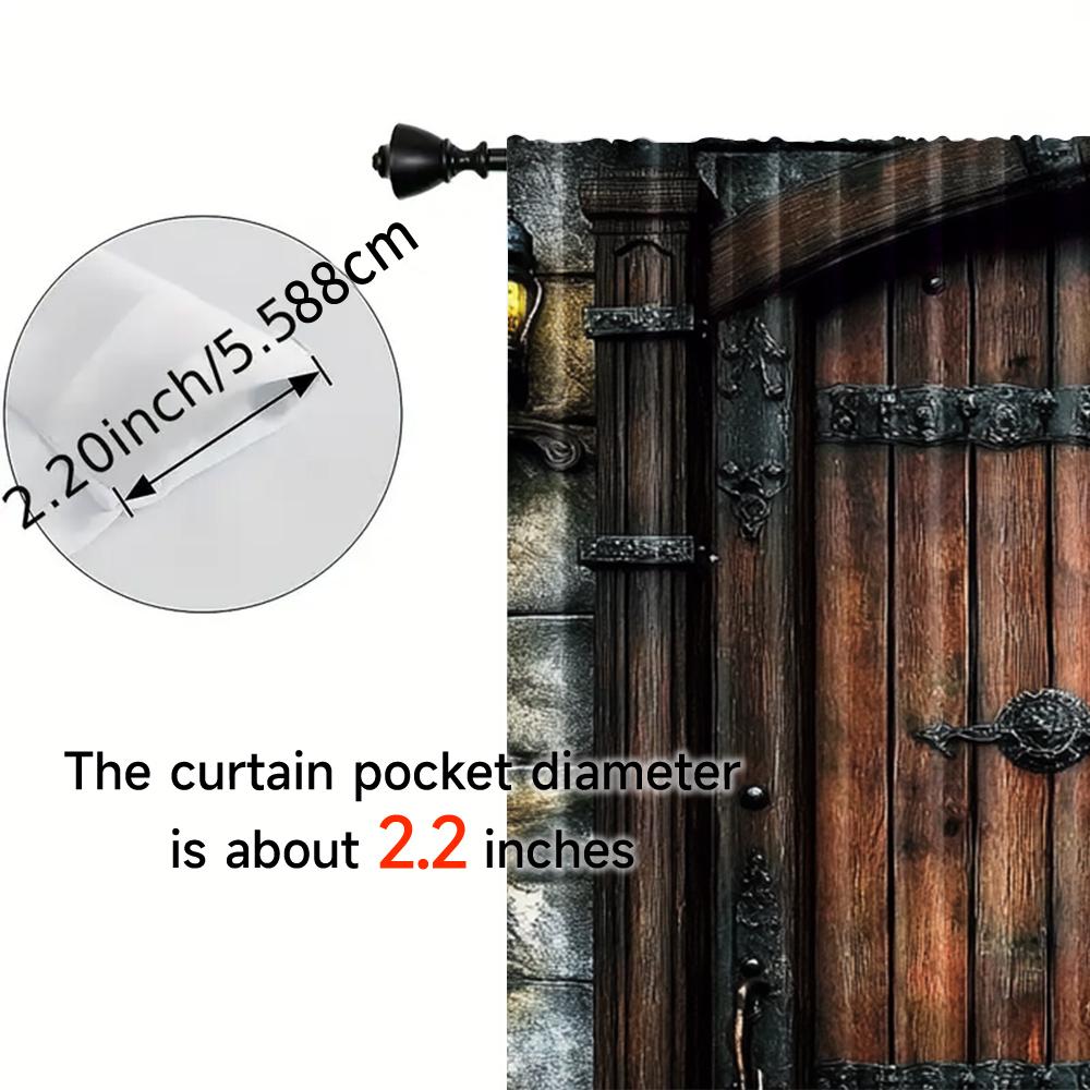 2 Stück   Frühling Sommer Vorhänge Vintage Eisen Holztür Druck Lichtdurchlässige Deko-Vorhänge Vielseitiger Stoff Dekorationen Innen