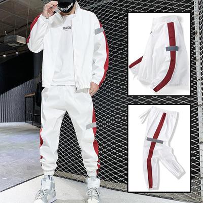 Pánská sportovní souprava jaro podzimní souprava pánská tepláková souprava patchwork hip hop mikina+kalhoty pánské ležérní sako bunda streetwear tepláky
