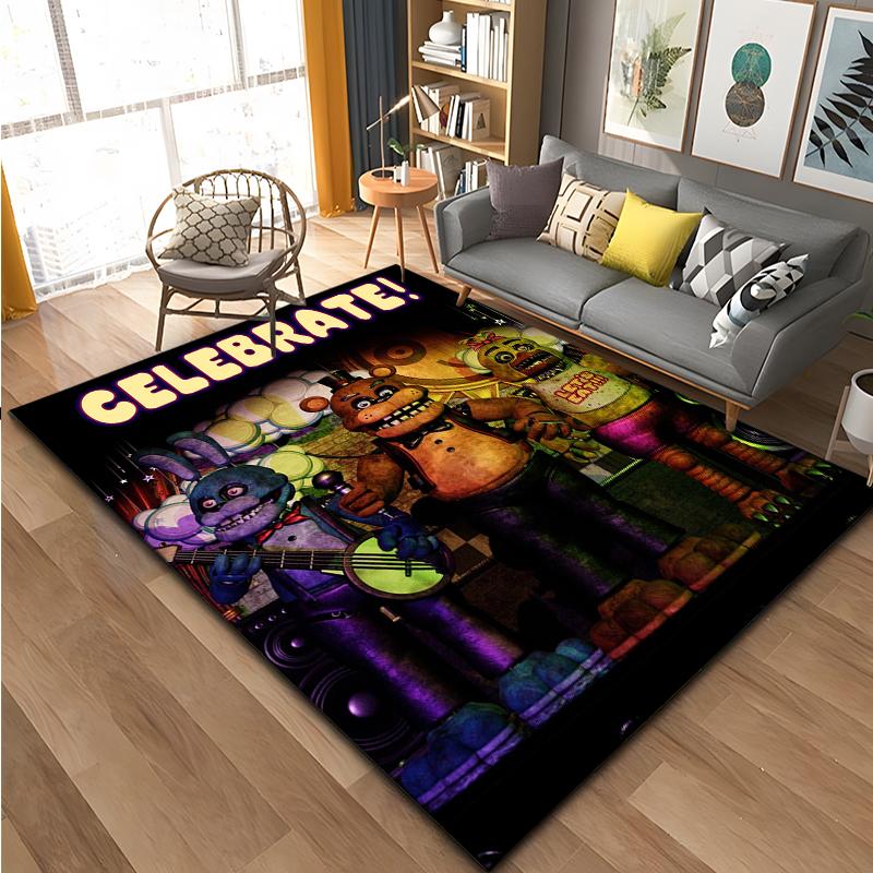 3D FNAF-Five-nights-At-Freddys Muster Teppich Große Fläche Teppich für Wohnzimmer Kinderzimmer Sofa Küche Dekorieren Rutschfeste Matte Geschenk