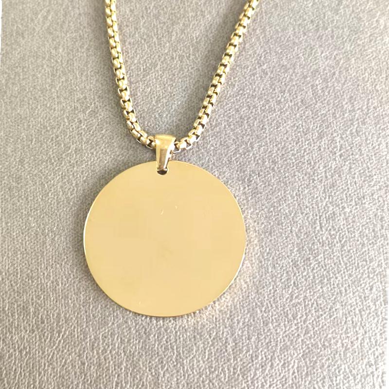 10pcs Mirror Polish Stainless Steel Round Blank Pendant Necklace Minimalist Zircon Men's and Women's Necklace Zircon Gift