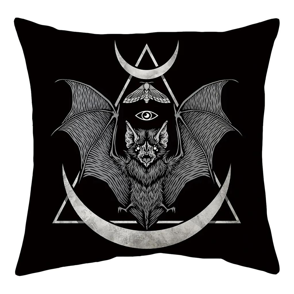 Black Party Halloween Ghost Skull Pumpkin Decorative Cushion Cover Polyester Throw Pillow Cover Pillow Case 45X45Cm