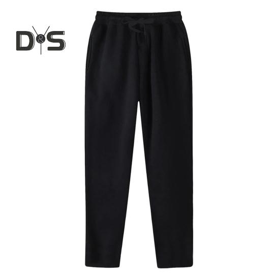 

Унисекс Весна Осень Брюки с боковыми карманами Эластичный пояс Прямые широкие спортивные брюки Слаксы Однотонные свободные уличные спортивные брюки S чёрный