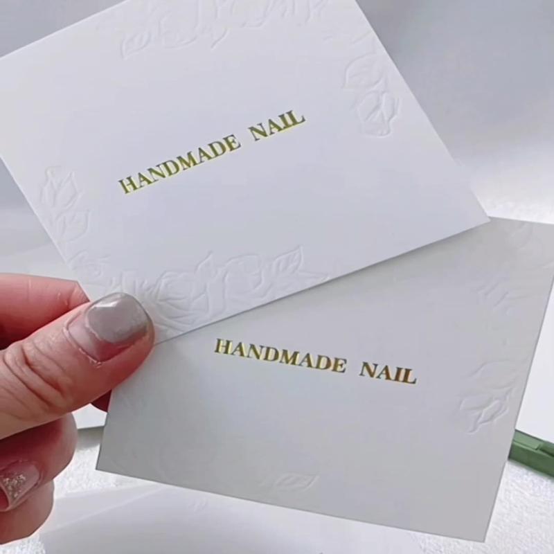 20 Sheets/Bag Press On Nails Packaging Bottom Cards Rose Embossing 75X75Mm Handmade False Nail Display Show Card Manicure Tools