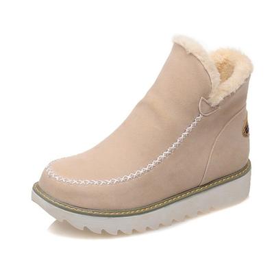 Flock Fur Dames Suède Enkellaarsjes Vrouwelijk Dames Sneeuw Plat Winter Warm Platform Schoenen Plus Size Zapados Mujer 43