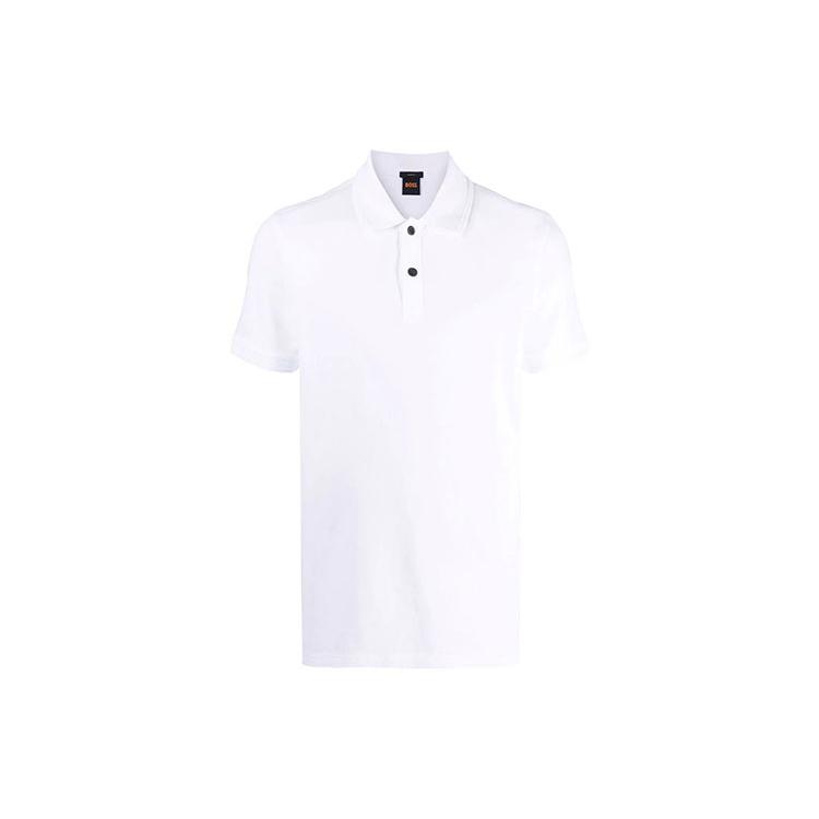 HUGO BOSS Polo Shirts Men's White Polo Collar Moderate Straight Fit 50468576-100