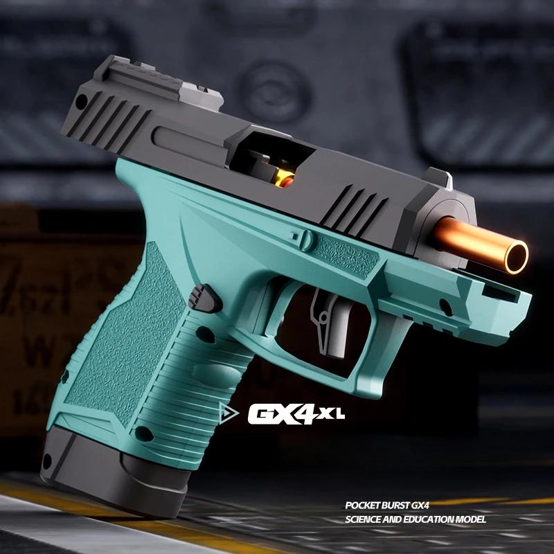 Pocket Toy Gun Mini Gx4 Continuous Shell Throwing Macara Education Gun Model Soft Bullet Launcher BlowBack Airsoft Small Pistol