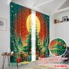 2pcs,2D plane printing Curtain Popular Christmas Tree Star Moon Gifts (3) Versatile Durable Polyester (without rod) Decorations