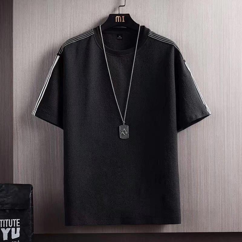 Men's White Cotton Linen Loose Short-Sleeve T-Shirt