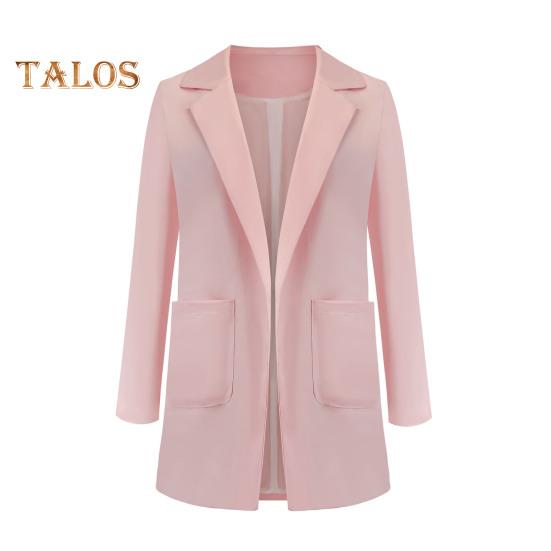 Casaco de terno feminino lapela manga comprida frente aberta jaqueta de terno cor sólida estilo urbano primavera outono negócios outerwear