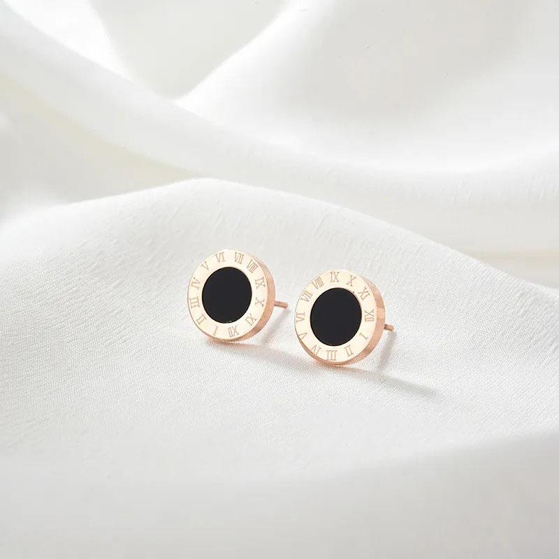 Roman Numeral Earrings for Men, Titanium Steel, Non-fading, Accessory for Women, Retro Jewelry