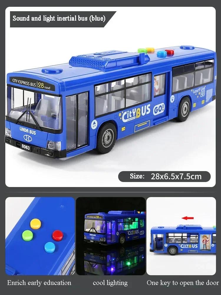 Vysoce kvalitní simulační autobus Velké velikosti odolný proti pádu Lehká hudba Model autobusu se setrvačností Zatahovací auto Vzdělávací hračky Dárky