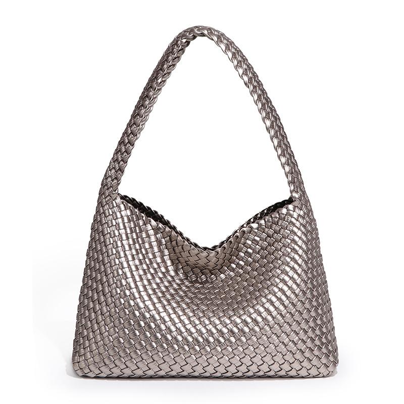 

Популярные плетеные женские сумки через плечо с текстурой, модные универсальные сумки-багеты большой вместимости, модные и простые сумки-тоут