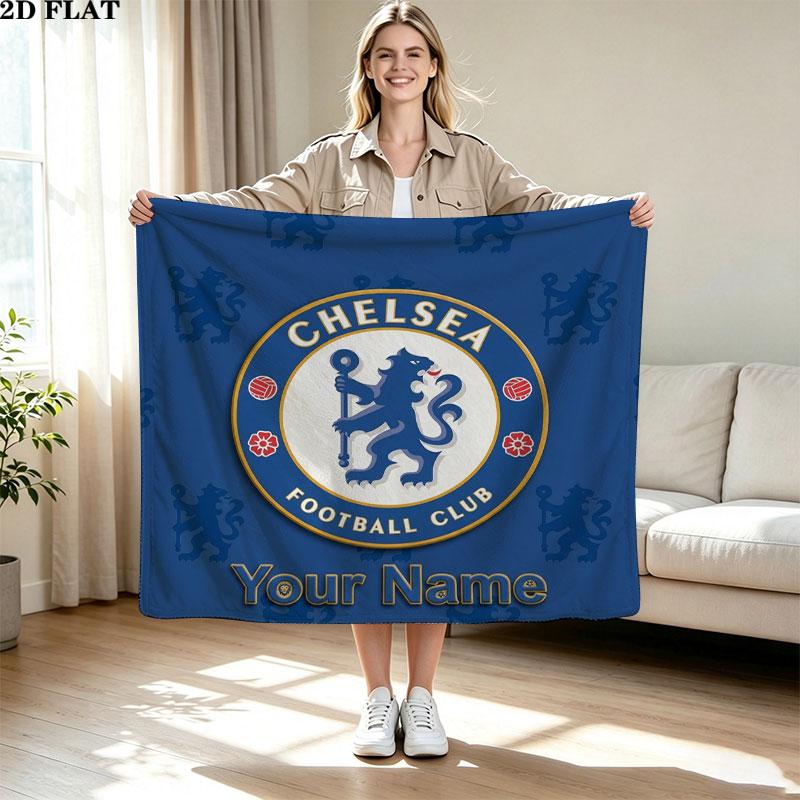 1PC Chelsea F Custom Name Patterned Flannel Blanket Suitable For All Seasons for Home Decor Warmth and Comfort Gifts Holiday Present