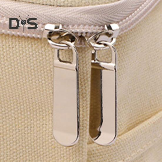 Canvas Yarn Storage Bag Solid Knitting Bag Handle Design Lightweight Portable Large Capacity Tote Organizer with Multi-layer Pockets