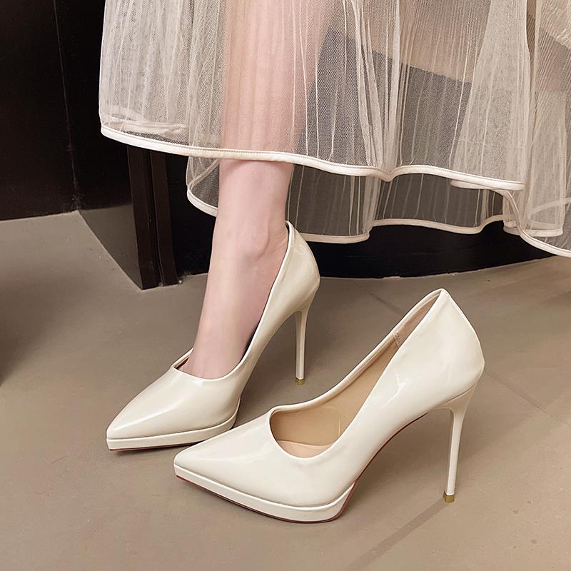 2026 Spring and Autumn New Platform Stiletto High Heels Women's Patent Leather Pointed Toe Sexy Temperament Single Shoes