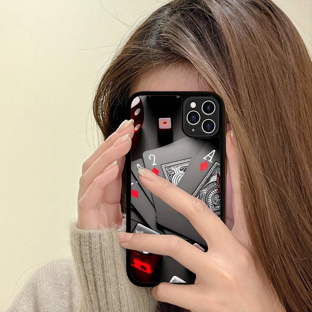 Poker Pattern Game Phone Case For IPhone 16 Pro Max 15 14 Plus 14 13 12 11 17 PC+TPU Cases Back Cover