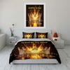 Christian Crystal Crown Glory To God Bedding Set,Golden Light Sparkle Broken Crystal Crown Verse Print Religious 3PC, Home Decor