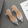 Sandals women 2025 summer new rhinestone sexy breathable thick heel high heel pvc ladies shoes sexy