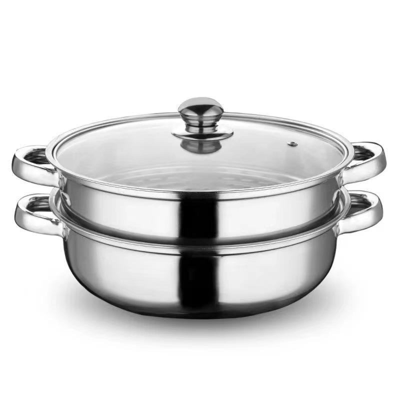 28CM Stainless Steel Multifunctional Steamer & Hot Pot with Double-Layer, Three-Layer & Single-Layer Soup Pot Options