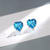 925 Silver Heart Blue Zircon Engagement Stud Earrings For Women Luxury Jewelry Elegant Accessories Jewellery