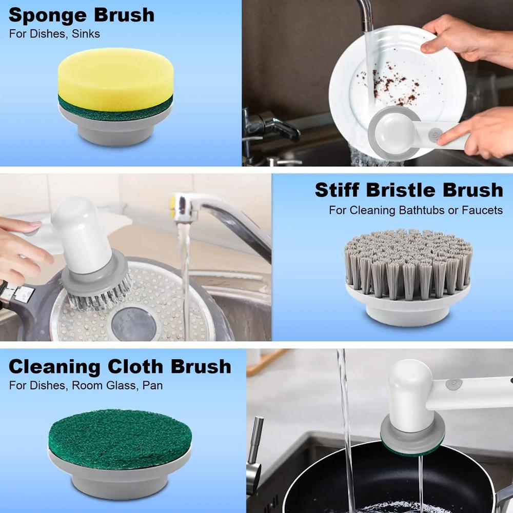 Electric Cleaning Brush Housework Kitchen Dishwashing Brush Bathtub Tile Professional Cleaning Brush USB Charging Waterproof