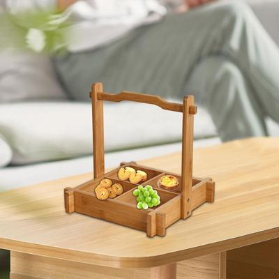 Bamboo Serving Tray Dish Fruit Pastry for Household Restaurant Table Centerpiece
