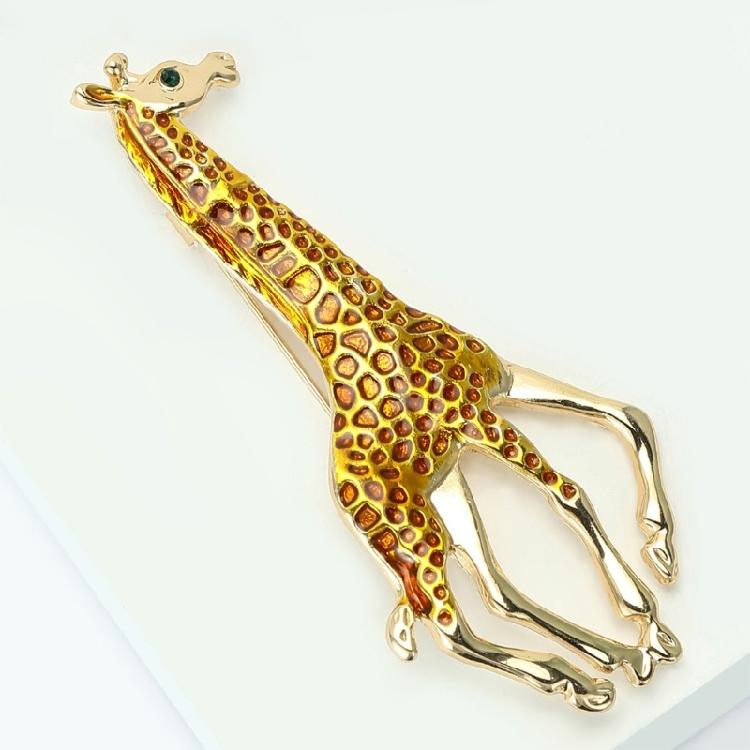 Charming Drip Paint Giraffe Brooch Unisex Animal Pin Accessory with Fashion Rhinestones For Everyday Use