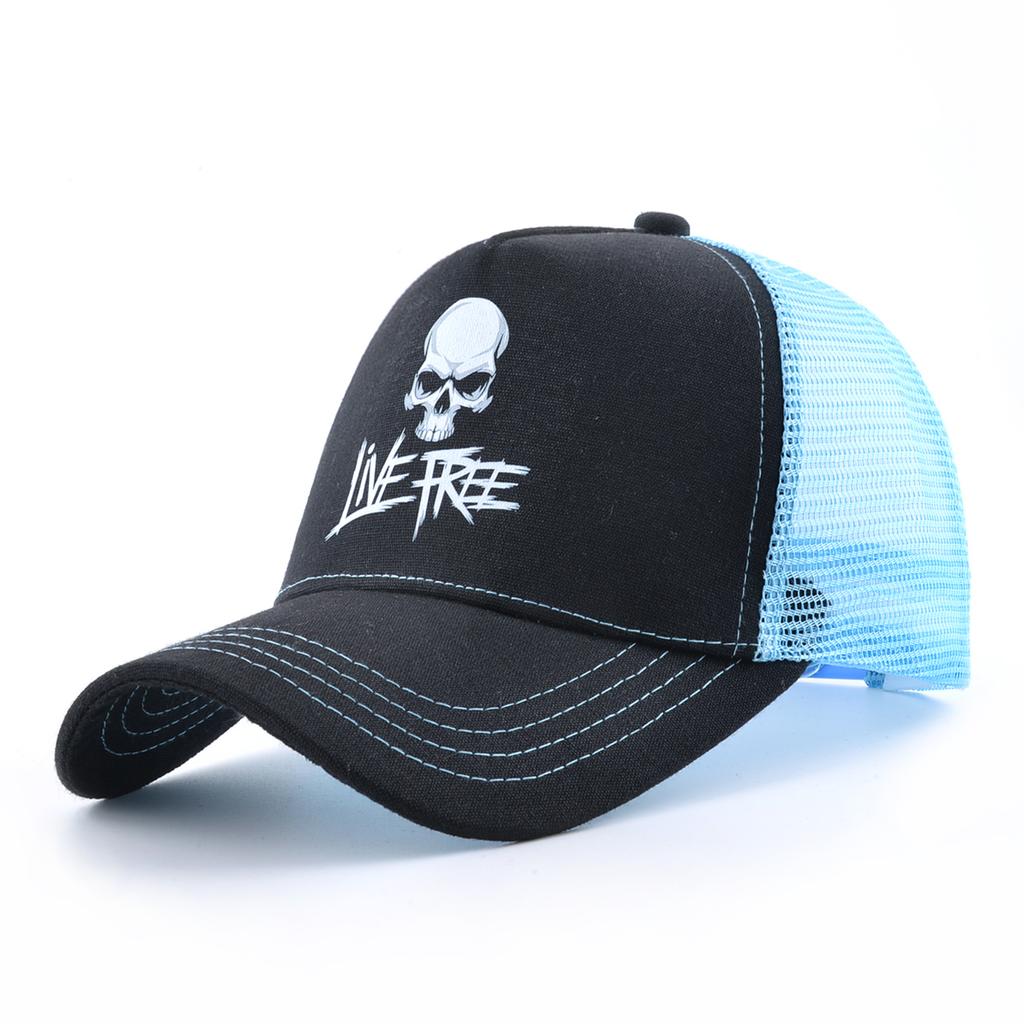 Summer Baseball Cap Outdoor Breathable Mesh Trucker Cap Men Women Printing Skull Snapback Hip Hop Caps Adjustable Visor Cap