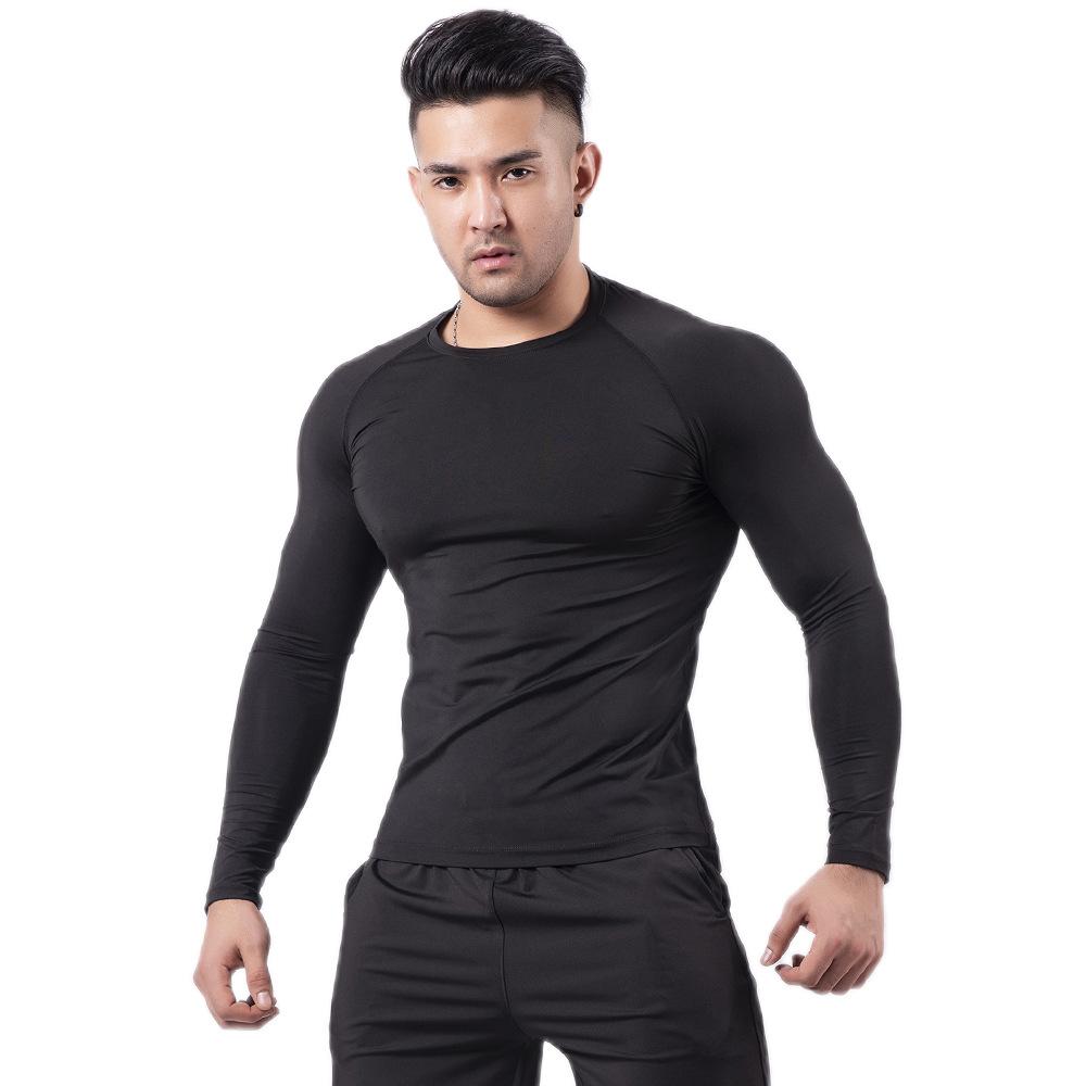 

Men Running Long Sleeve T Shirts Gym Running Quick-Dry Tights Shirts Fitness Compression Sportswear Tops S чёрный