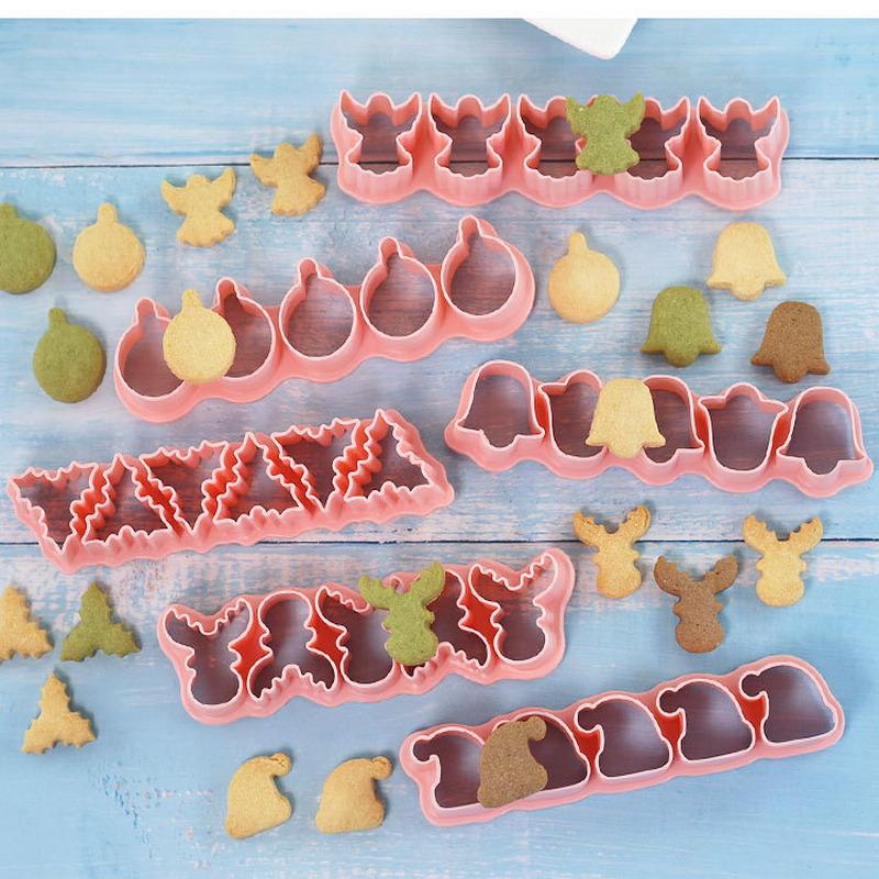 6Pcs 3D Christmas Cookie Cutters Biscuit Mold Gingerbread Man Cookie Mould Stamp Xmas  Year Party Decor Baking Tools