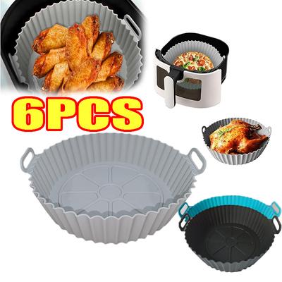 1-6pcs Air Fryer Silicone Tray Liners Reusable Silicone Air Fryer Mold Liners Food Safe Non Stick Air Fryer Basket Accessories