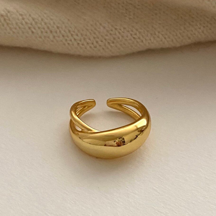 Panjbj Copper Wide Smooth Ring For Women Girl Irregular Simple Fashion Adjustable Jewelry Gift Dropshipping