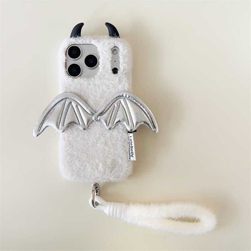 3D Plush Devil Horn Wings Case for iPhone 17/16 Pro Max/15/14 - Women's Edition