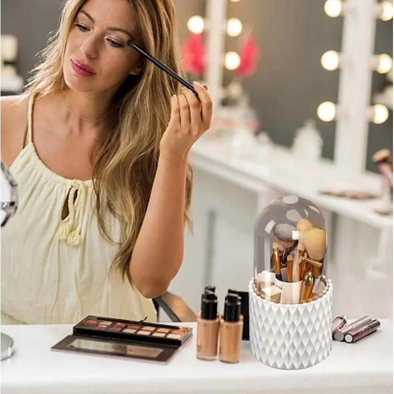 Rotating Makeup Brush Organizer Cosmetic Container