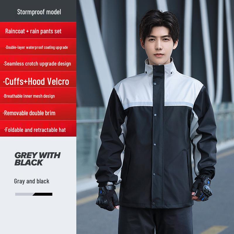 Reflective Raincoat & Pants Set: Storm-Proof Motorcycle Gear