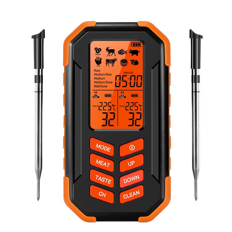 

0-100 degree digital wireless bluetooth BBQ grill barbue thermometer hygrometer intelligence for meat kitchen measuring tools помаранчевий