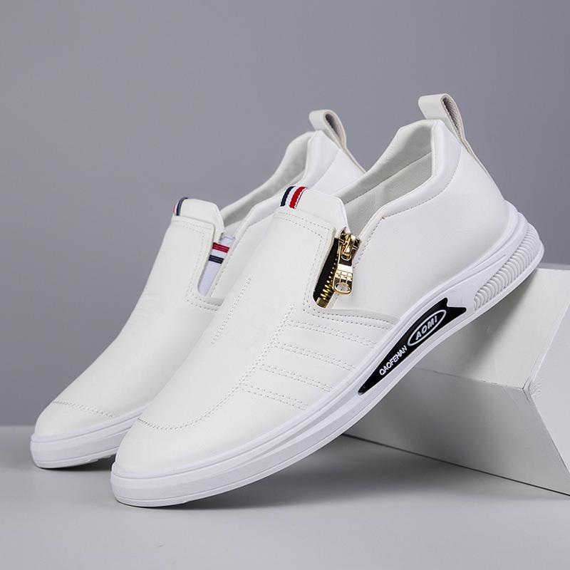 Frühling neue Lederschuhe Herren Business Casual Lederschuhe vielseitige Reißverschluss Freizeitschuhe