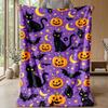 Halloween Black Cats Pattern Theme blanket Lightweight Warm Flannel Blanket Decorative Throw Blanket for Home Decoration